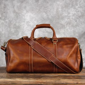 Personalisierte Leder Seesack, echte Rindsleder Reisetasche, Wochenend Gepäcktasche, Reisetasche, mit Schuhfach, bestes Geschenk