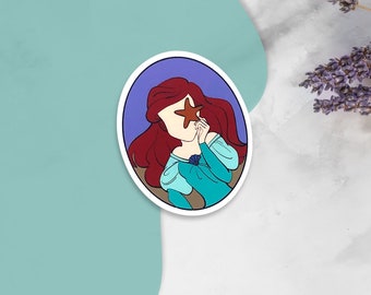 Pegatina impermeable inspirada en Ariel: Arte de fan para laptop y botella de agua