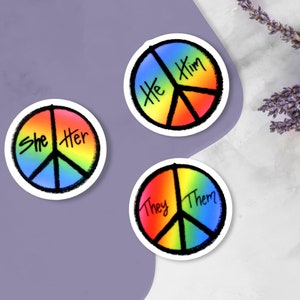 Pronomen| Stolz Sticker | Sie/Sie | Er/Ihn| Sie/Sie| LGBT| Stolz| Peace Zeichen
