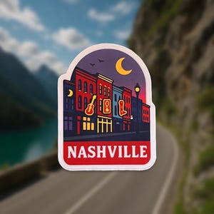 Nashville City Sticker | Music Row Broadway Vinyl Sticker |Waterproof Travel Decal | Country Music Vinyl Decal | Broadway Honky Tonk