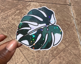 Monstera Albo Holographic Sticker | Waterproof Plant Decal