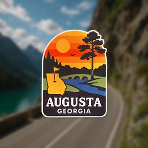Augusta Georgia Sticker | Golf Sunset Vinyl Sticker | Southern Travel Decal for Golf Lovers | Travel