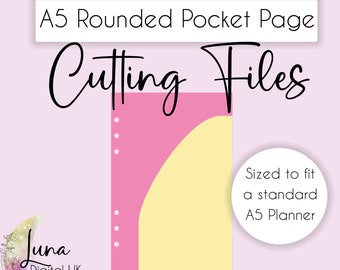 A5 Planner pocket page, A5 Planner svg, Planner dash pocket SVG cut file for A5 planners, A5 page with holes SVG cut file for cricut