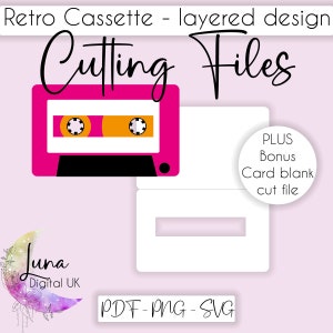 Cassette SVG, SVG rétro, musique SVG, fabrication de cartes SVG fichier coupe pour cricut, clipart png SVG des années 90