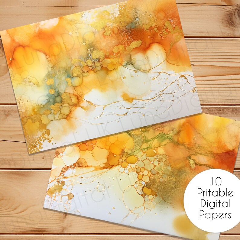 Printable Inky Yellow Ink Printable Papers, Junk Journal Background Inky Printable ...