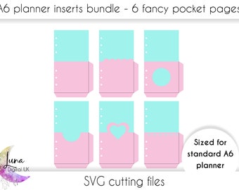 A6 planner inserts SVG bundle, 6 A6 pocket pages svg cut files for cricut, DIY planner inserts for A6 6 ring bound planners