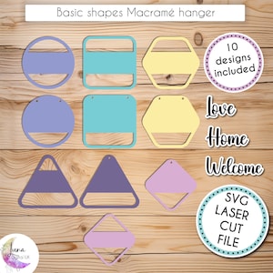 Laser Macrame door hanger SVG laser ready file, glowforge & Xtool laser cutter file, wall hanging for baby gift, 10 frames included
