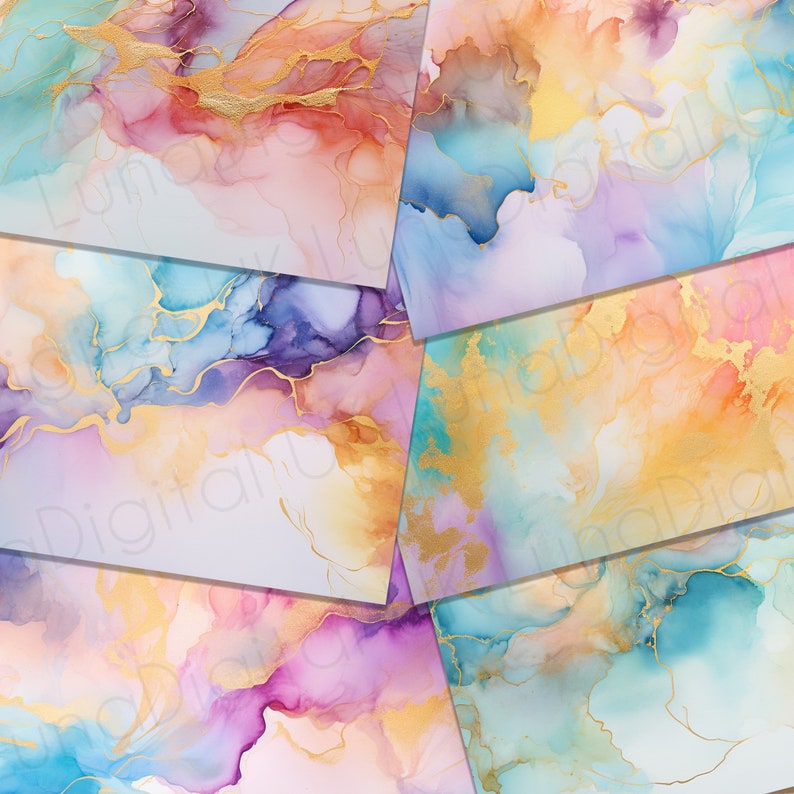 Printable Inky Pastel Ink Printable Papers, Junk Journal Background Inky Printable ...