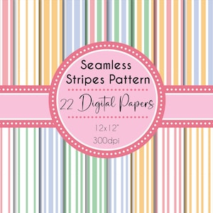 22 papéis digitais Pastel Stripe, pacote de papel digital listrado para scrapbook, papel bonito com padrão listrado Pastel, download instantâneo