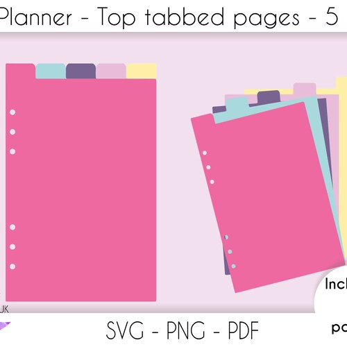 A5 Tabbed Dividers for Planners A5 Top Tabs 5 Tab Dividers Etsy