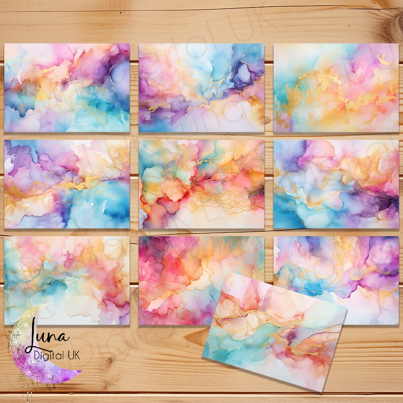 Background Paper Inky Pastel Ink Printable Papers, Junk Journal Background Inky Printable ...