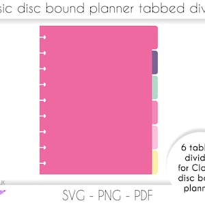 6 Side tabbed dividers for Classic Disc bound planner SVG cut file for cricut, DIY Planner pagers cut your own pages svg | png | pdf
