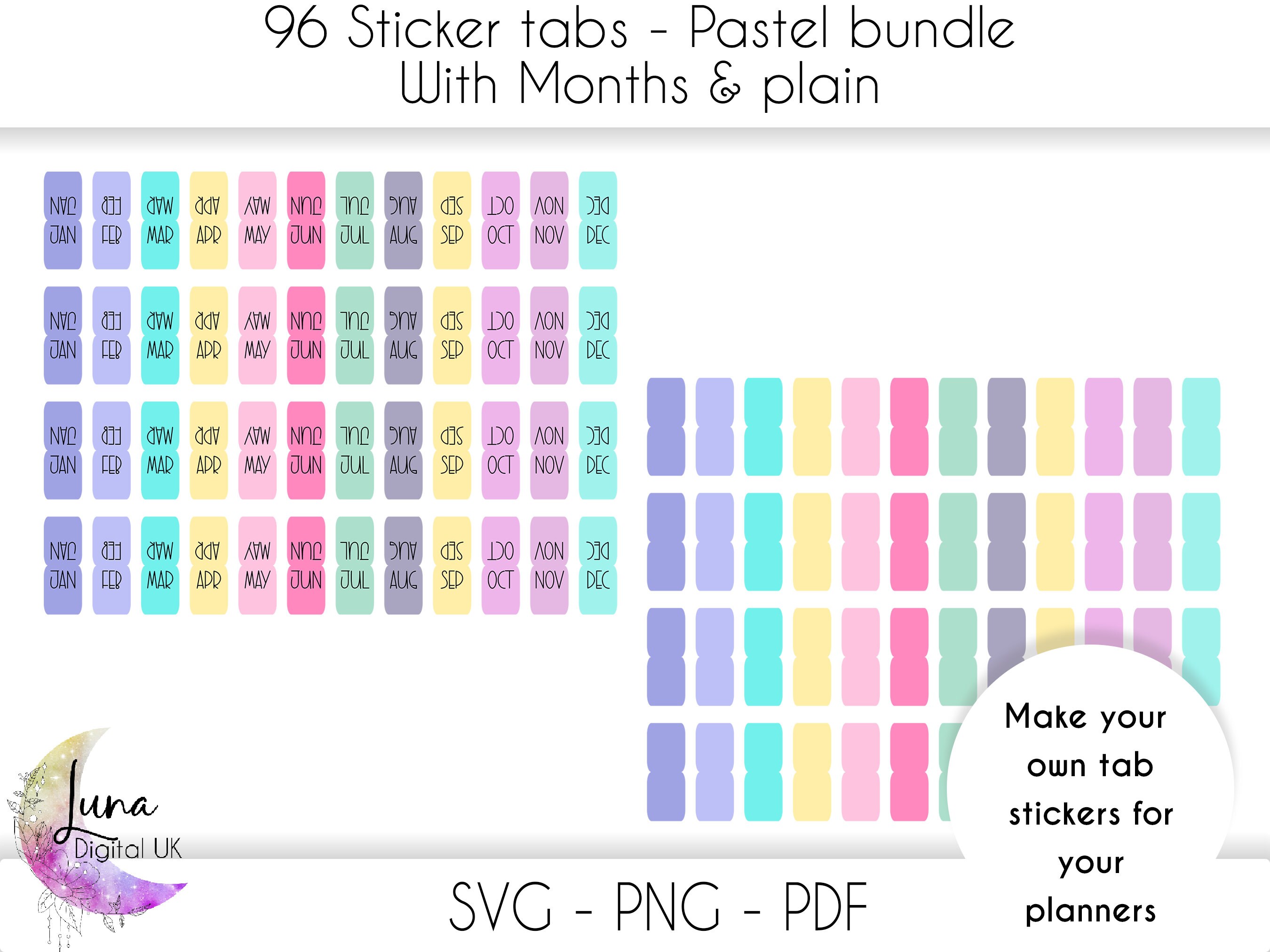 Printable Month Planner Sticker PNG SVG PDF Instant Download, Month Tab ... Printable Month Planner Sticker PNG SVG PDF Instant Download, Month Tab ...