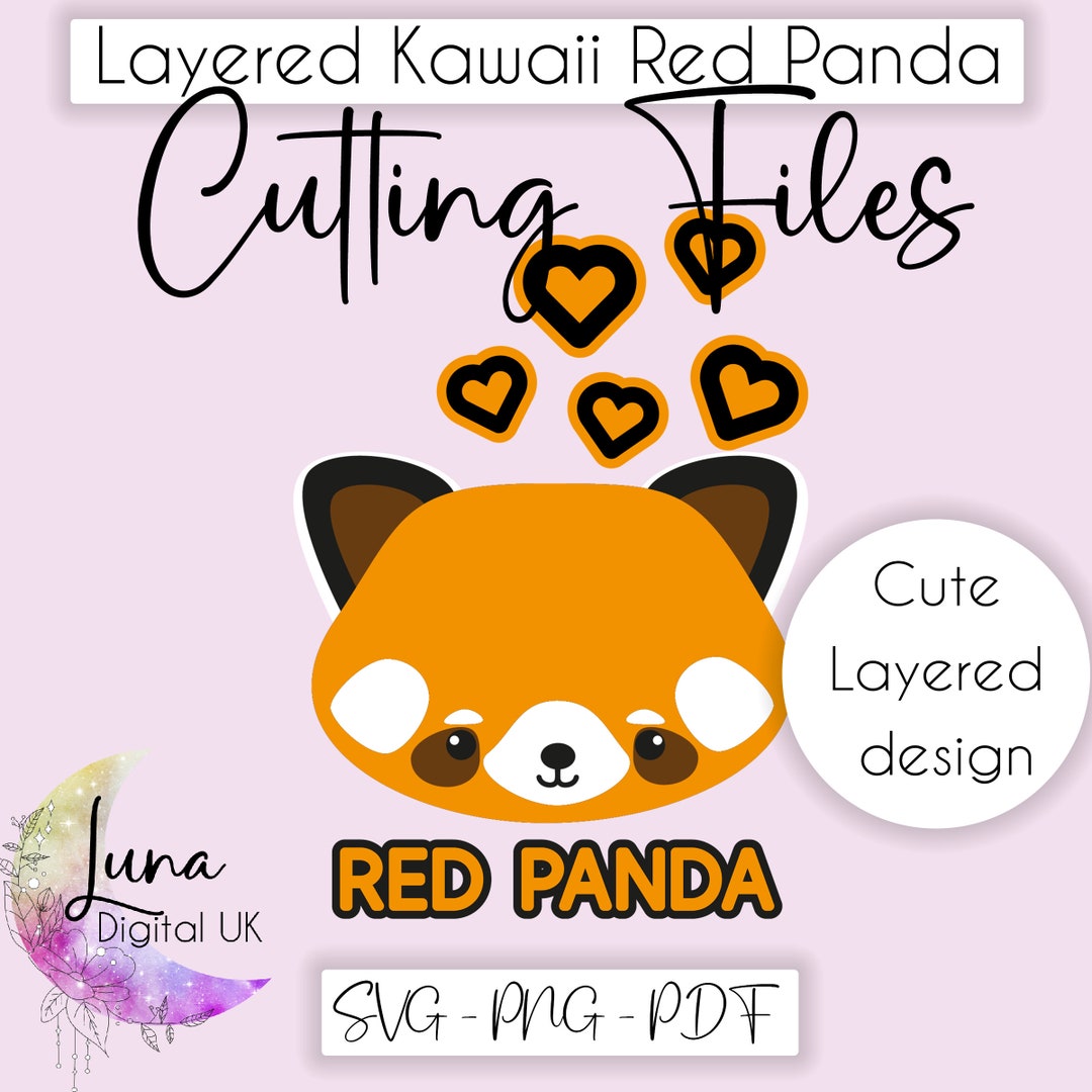 Red Panda SVG, Cute Kawaii Red Panda SVG, Kawaii Card Topper, Layered ...