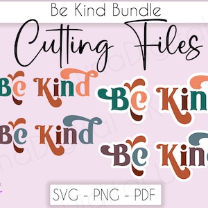 Soyez aimable SVG Bundle 4 modèles, Boho SVG, clipart Boho rétro, fichiers svg pour cricut, être aimable sublimation png clipart, svg rétro des années 70