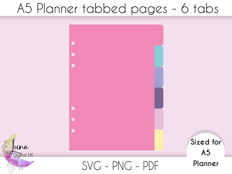 A5 Tabbed Dividers for Planners A5 Side Tabs 6 Tab Dividers Etsy UK