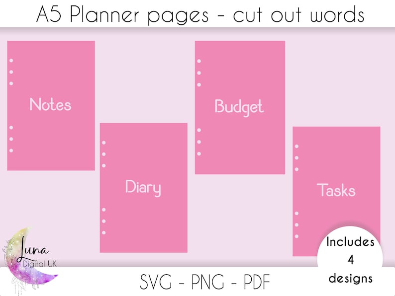 A5 planner SVG cut file for cricut cut out detail 6 hole Etsy México