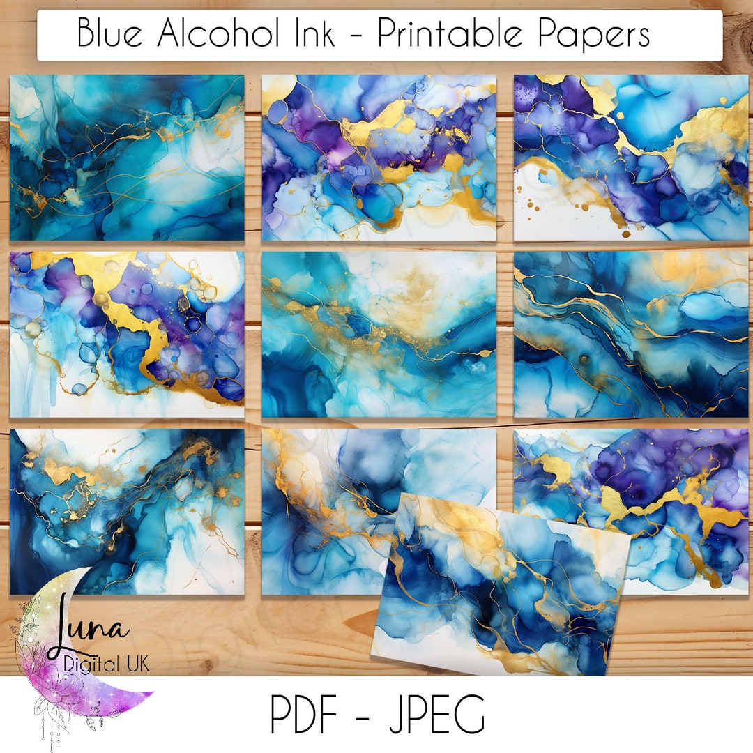 Blue Ink Printable Papers, Junk Journal Background Inky Printable ...