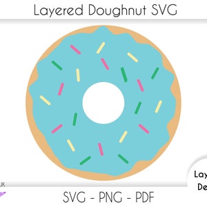 Cute Kawaii layered donut svg cut file for cricut, instant download donut png clipart