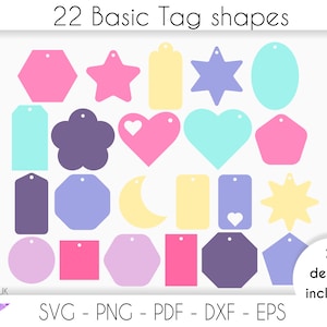 Cadeau tag SVG bundel, 22 verschillende gevormde cadeau label SVG gesneden bestand voor cricut, silhouette studio, Tag svg, png, pdf, dxf, EPS-bestanden
