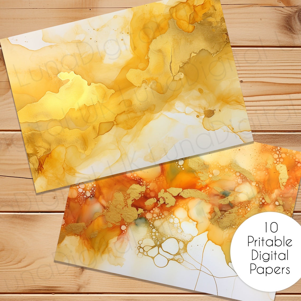 Printable Inky Yellow Ink Printable Papers, Junk Journal Background Inky Printable ...