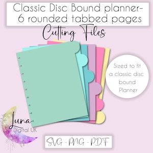 Arquivo de corte SVG do planejador encadernado em disco clássico para cricut, páginas com guias arredondadas de 6 lados para planejador de disco Páginas com guias do planejador DIY Download SVG