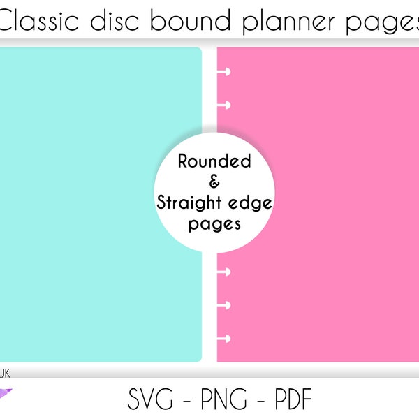 Classic Disc bound planner page SVG cut file for cricut, DIY Planner pagers cut your own pages svg | png | pdf, rounded page, straight page