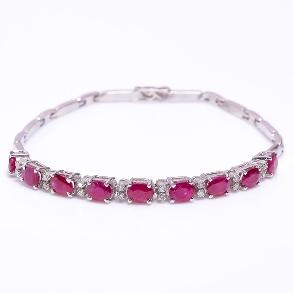 Ruby Bracelet With Diamond Sterling Silver Bracelet Diamond Etsy