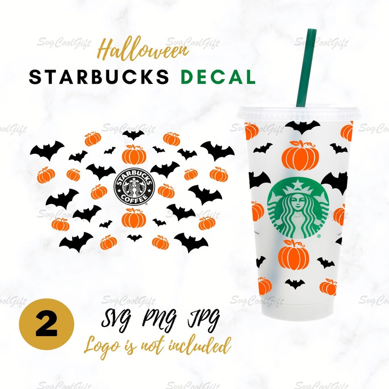Download Halloween Bat Pumpkin Decal Starbucks Grande Coffee SVG ...