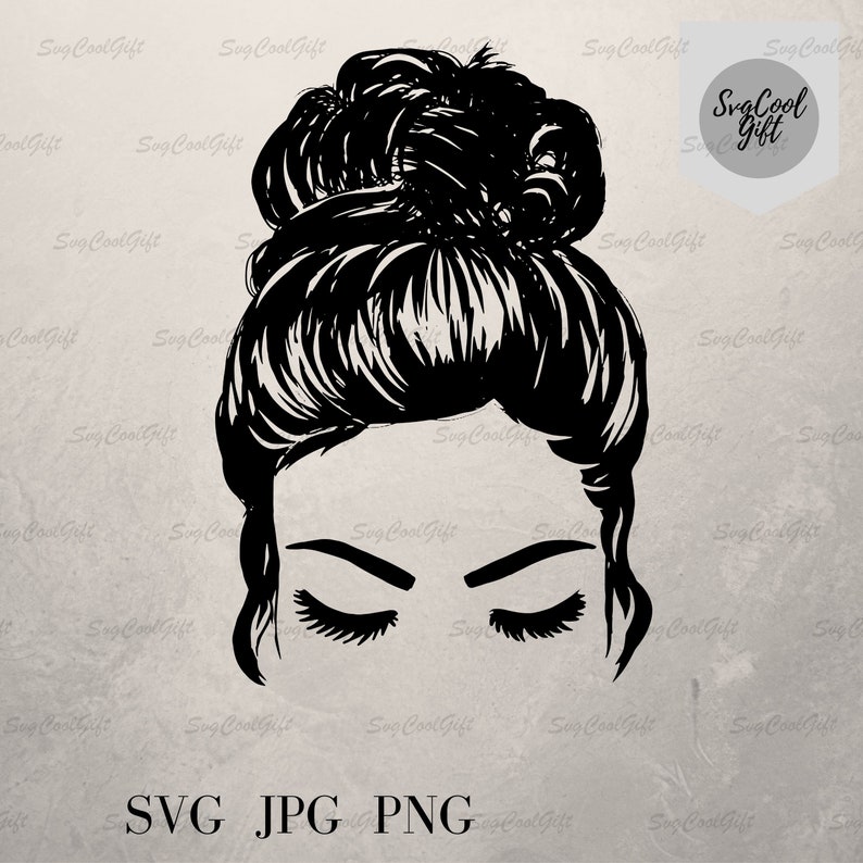 Girl With Messy Messy Bun svg Cool Girl Cute Girl Girl | Etsy