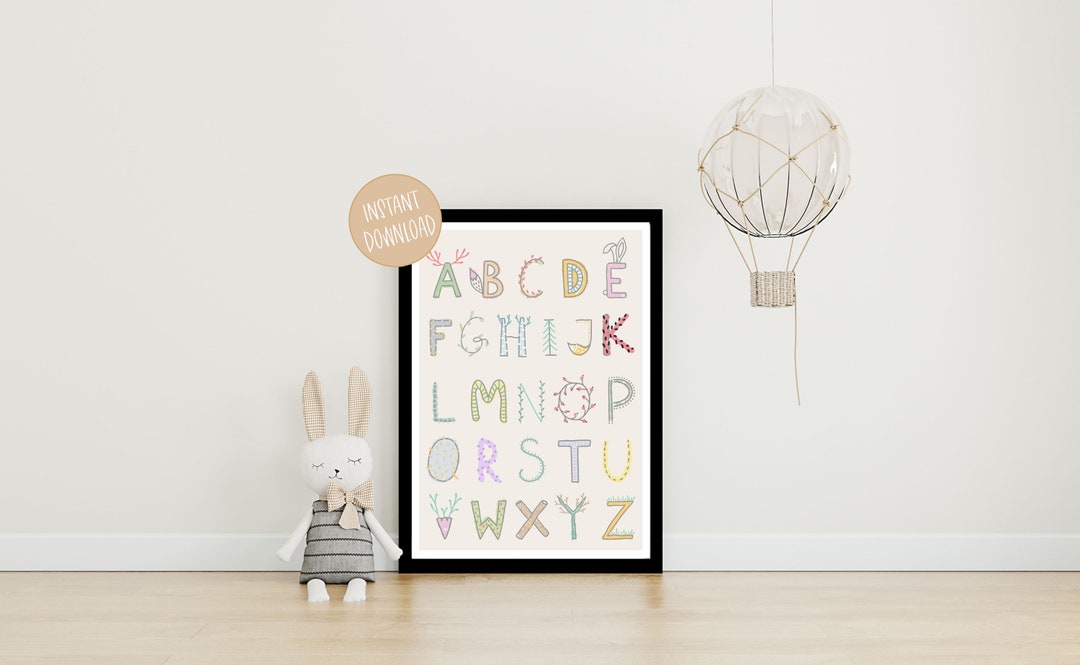 Alphabet Poster for Nursery Instant Digital Download Wall - Etsy