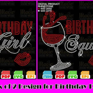 Download Birthday Girl Svg Birthday Rhinestone Svg Wine Rhinestone Etsy