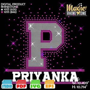 Letter P Spray Rhinestone, Frame Letter P svg,  Rhinestone university font svg,  Rhinestone font For Cricut, university font