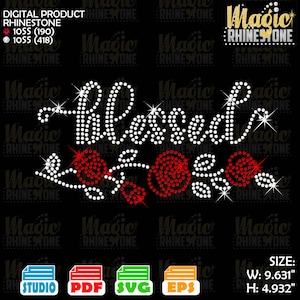 Fleurs bénies Strass svg, Fleurs bénies svg, lettre de calligraphie svg, svg plus fort, grande femme svg, modèle de strass svg