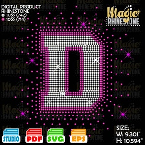 Letter D Spray Rhinestone, Letter D svg,  Rhinestone university font svg,  Rhinestone font For Cricut, university font