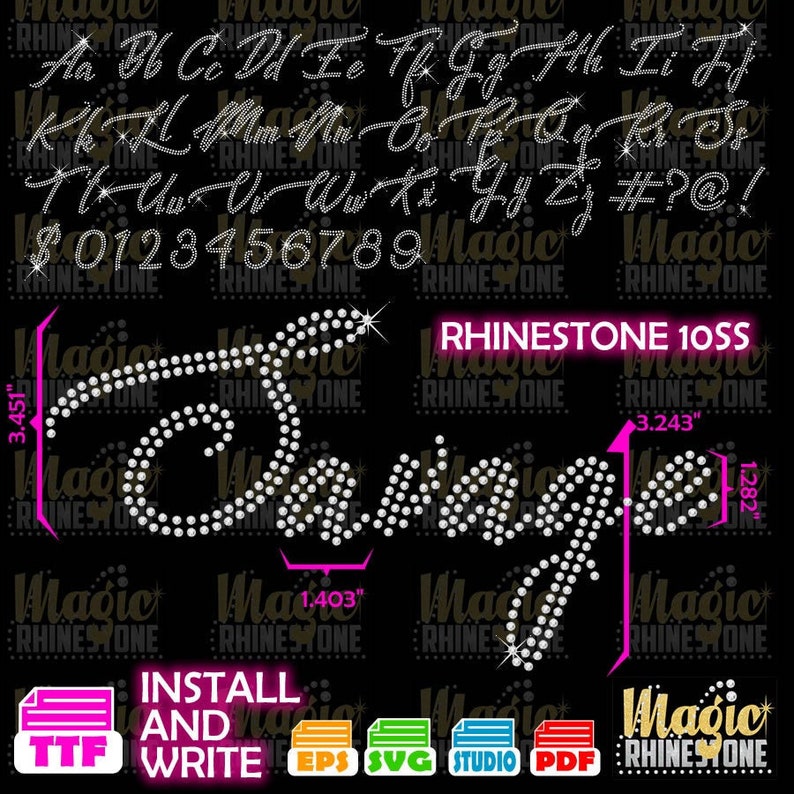 Rhinestone Template Font TTF Rhinestone Calligraphy Font Svg Etsy Rhinestone Template Font TTF Rhinestone Calligraphy Font Svg Etsy