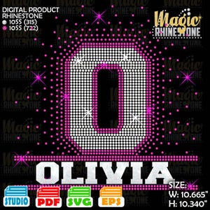 Letter O Spray Rhinestone, Frame Letter O svg,  Rhinestone university font svg,  Rhinestone font For Cricut, university font