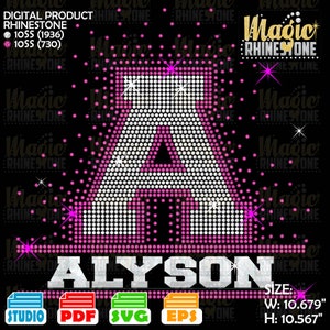 Letter A Spray Rhinestone, Frame Letter A svg,  Rhinestone university font svg,  Rhinestone font For Cricut, university font