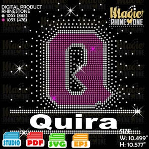 Letter Q Spray Rhinestone, Frame Letter Q svg,  Rhinestone university font svg,  Rhinestone font For Cricut, university font