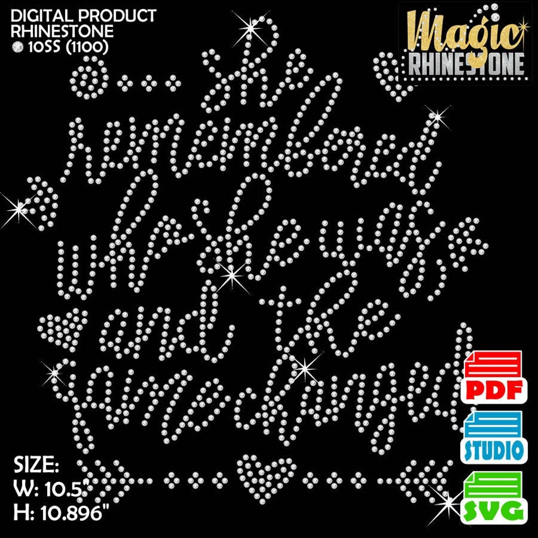 She Remembered Rhinestone Svg, Motivation Quote Rhinestone Svg