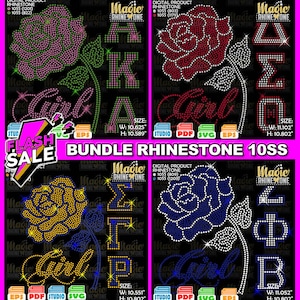 Pack of 4 Rhinestone Template Svg, Greek letters rhinestone svg, Zeta, Delta, Sigma