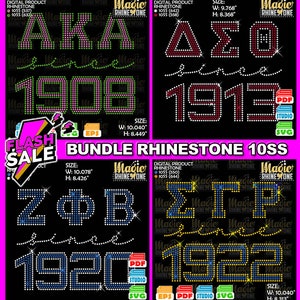 4er-Pack Strass-Schablonen-Svg, griechische Buchstaben Strass-Svg, Zeta, Alpha, Delta, Sigma