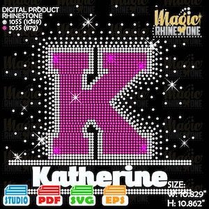 Letter K Spray Rhinestone, Frame Letter K svg,  Rhinestone university font svg,  Rhinestone font For Cricut, university font