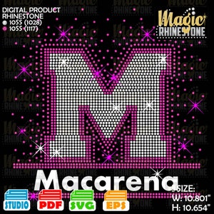 Letter M Spray Rhinestone, Frame Letter M svg,  Rhinestone university font svg,  Rhinestone font For Cricut, university font