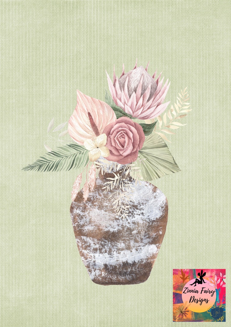 Beautiful Pink Protea on a Mint Green Background With or - Etsy