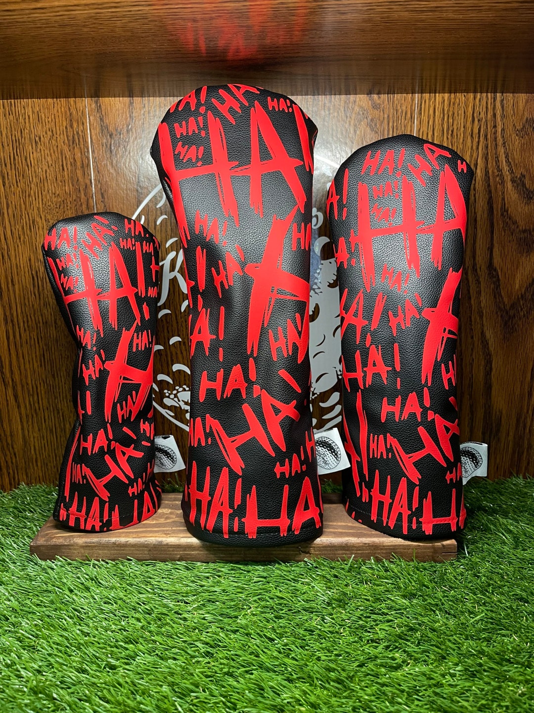 The Joker Inspired Headcover Set Custom Made Leather & Fleece Lined