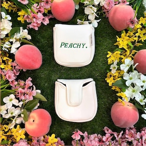 Masters Tournament themed “Peachy” Embroidered Golf Mallet Putter Cover Headcover Head Covers By KicksCovers