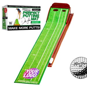 Tapete de práctica de golf personalizado Perfect Practice V4 para interiores, con texto o imagen de logotipo personalizados. Todos los tamaños y versiones