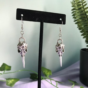 Floral Bird Skull Earrings