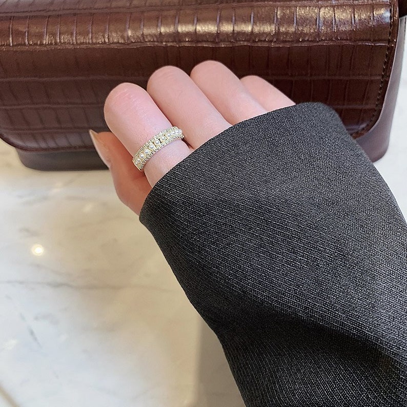 Gold Minimalist Ring Dainty Diamond Stacking Eternity Ring Simple Minimalist Diamond Ring